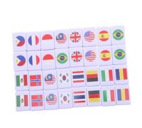 HANABASS Juego De Mesa Mahjong con 64 Banderas Nacionales Juego De Emparejamiento De Fichas con Banderas Internacionales De Aprendizaje De Geografía De Mesa Portátiles