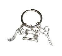 HANABASS Llavero Metálico Creativo para Diseñadores con Forma de Tijeras y Regla Colgante Decorativo para Llaves de Coche Bolso y Teléfono Accesorio Duradero y Ligero para Amantes Costura