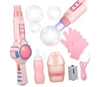 HANABASS Máquina de Burbujas Automática para Juguete de Soplador de Burbujas con Efecto de Humo Diseño de Varita Mágica Color Rosa para Fiestas y Actividades al Aire Empaque Caja de Color