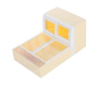 HANABASS Mini Refrigerador para Helados Modelo De Casa De Muñecas Congelador Cocina En Miniatura Electrodoméstico De Juguete Refrigerador Pequeño Vitrina De Plástico Beige para Casa