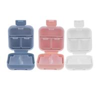 HANABASS Pastillero de Bolsillo Portátil 5 Compartimentos Cierre Hermético Organizador de Medicamentos para Viaje y Uso Diario Estuche Compacto en Colores Rosa-Naranja Gris-Azul y