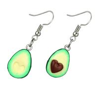 HANABASS Pendientes de Aguacate y Corazón Colgantes, Arcilla Polimérica Ligera, para Mujer y Niña, Joyería Creativa de Moda, Uso Diario y Obsequio, Diseño Color Verde,