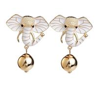 HANABASS Pendientes de Botón Vintage de Elefante para Mujer Pendientes Delicados Esmalte Blanco Joyería Llamativa y Moderna Accesorios de Moda para Fiestas y Uso Diario