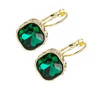 HANABASS Pendientes De Cristal Hebilla Clip Oreja, Pendientes Para Mujer Niña, Color Verde, Tamaño Pequeño, Accesorios Elegantes Para Bodas y Uso Diario,