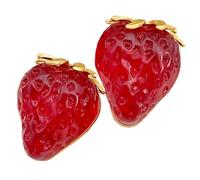 HANABASS Pendientes de Fresa Creativos y Llamativos, Acero Inoxidable Plata, Estilo Vintage, para Mujer y Niña, Accesorios de Moda Diarios, Diseño Exagerado y Color Rojo Vibrante