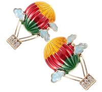 HANABASS Pendientes Globo Aerostático con Esmalte de Colores y Circonitas Joyería de Fantasía para Mujer Pequeños Pendientes de Botón para Fiesta y Uso Diario
