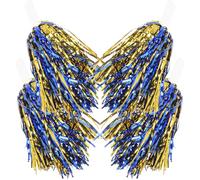 HANABASS Pompones para 6 Piezas Flores de Mano para Animadoras en Encuentros Deportivos y Actividades de Baile Azul y Amarillo