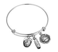 HANABASS Pulsera Ajustable de Acero Inoxidable Temática de Bomberos Pulsera de Moda para Muñeca Unisex Joyas Resistentes para Uso Diario y Eventos Sociales