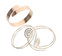 HANABASS Pulsera de Oro Ajustable para Mujer Brazalete Geométrico de Metal Dorado Conjunto de 3 Piezas Parte Superior del Brazo Pulsera Apilable de Oro para Ocasión Especial