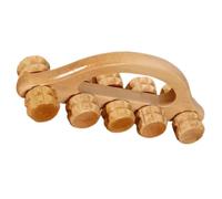 HANABASS Rodillo Masajeador de Madera Portátil 10 Ruedas 18X5,5X7 CM para Espalda y Cuello, Herramienta de Masaje Manual para Relajación Muscular y Alivio de Tensión en Casa y Viaje