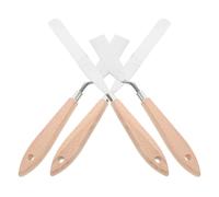 HANABASS Set de 4 Raspadores para Mezcla de Colores en Pintura al Óleo y Acuarela, Espátulas Mango de Madera y Acero Inoxidable, Herramienta para Artistas Creativos y Estudiantes de Arte