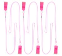 HANABASS Silbatos Rosas de Plástico con Cordón y Boquilla Protectora 6 Unidades Silbato Deportivo Ruidoso para Entrenadores Árbitros y Fiestas Deportivas Sonido Alto de 120 Decibelios