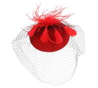 HANABASS Sombrero Pastillero Años 20 con Velo Rojo, Tocado Retro para Mujer, Accesorio para Fiesta y Boda, Aro Cabello Talla Única