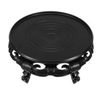 HANABASS Soporte para Macetas, Estante de Exhibición de Plantas Redondo de Resina Negro, Pedestal de Imitación Madera para Balcón y Patio, Estabilidad Reforzada y Gran Capacidad de Carga