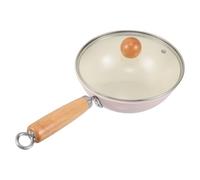 HANABASS Wok y Tapa Transparente Pequeño de Hierro con Revestimiento Antiadherente Sartén Versátil para Cocinar Compatible con Cocina de Gas E Inducción Cocina