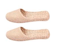 HANABASS Zapatillas de Verano para Mujer Planas de Paja Tejida Ligeras y Transpirables Color Amarillo Talla 39 Cómodas para Interior Casa y Actividades al Aire Libre