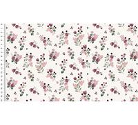 Hanabi Jersey Rib Digital Little Flower 300 g/m² Aprox. 150 cm, 95% algodón, 5% Elastano, Crudo