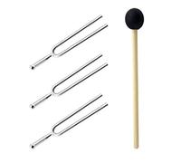 Hanabitx 3 tenedores de afinación A440Hz plateados con martillo de silicona estándar A de 440 Hz para violín y guitarra, instrumento musical