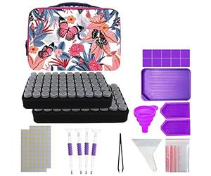 Hanabitx Caja de almacenamiento con 120 ranuras, accesorios y herramientas para kit 5D