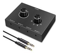 Hanabitx Conmutador de Audio con Conector Jack de 3,5 mm de 4 VíAs, Interruptor de Audio Bidireccional EstéReo, Caja Divisora, Amplificador de Auriculares con Salida 4 en 1, 500438252