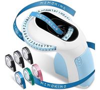 Hanabitx Etiquetadora de grabado E975 Embossing Label Maker, máquina para impresora de etiquetas con relieve 3D con 6 rollos de cintas en relieve, grabador portátil reutilizable azul.