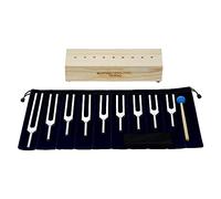 Hanabitx Juego de 9 tenedores de afinación, tenedores de afinación, chakras para curación, meditación, yoga, instrumento de relajación con soporte de madera, duradero, fácil de usar