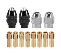 Hanabitx Juego de pinzas para mandril autoajustable de 12 piezas 0,8-3,2 mm de 1/32 a 1/8 pulgadas Lijador para herramienta giratoria de metal de repuesto 8 tamaños, juego de herramientas para taladro