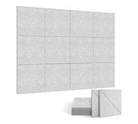 Hanabitx Paquete de 12 Paneles AcúSticos, Paneles Decorativos de InsonorizacióN de 12 X 12 Pulgadas, Paneles AcúSticos para y Techos, Color Gris Plateado