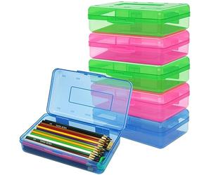 Hanabitx Paquete de 6 estuches de plástico de colores surtidos, estuches sueltos con tapa con cierre a presión, multicolor