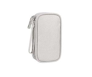 Hanabitx Portacables portátil multifuncional bolsa digital de doble capa impermeable cargador de datos USB organizador electrónico de viaje gris
