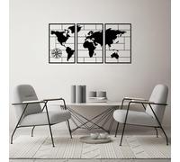 Hanah Home Accesorio de pared de metal decorativo (3 piezas), negro, 50 x 75 cm, 100% metal, grosor: 1,5 cm, perfecto para la decoración y el arte del hogar moderno