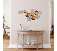 Hanah Home Accesorio de pared de metal decorativo hecho a mano, 45 x 82 cm, 100% metal (1,5 mm), acabado único de plata y cobre, perfecto para decoración del hogar y exhibición de arte