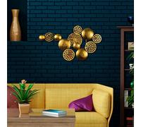 Hanah Home Accesorio de pared de metal decorativo hecho a mano, dorado, 45 x 82 cm, 100% metal (1,5 mm), diseño único pintado a mano, perfecto para decoración del hogar y paredes de acento