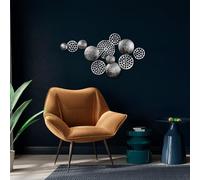 Hanah Home Accesorio de pared de metal decorativo hecho a mano, plateado, 45 x 82 cm, 100% metal (1,5 mm), diseño único pintado a mano, perfecto para decoración del hogar y paredes de acento