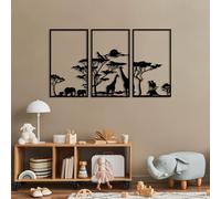 Hanah Home Accesorio de pared de metal decorativo negro (3 piezas), 40 x 69 cm, 100% metal, 1,5 mm de grosor, perfecto para decoración moderna del hogar y paredes de galería
