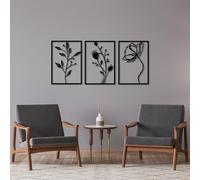 Hanah Home Accesorio de pared de metal decorativo negro (3 piezas), 49 x 70 cm, 100% metal, 1,5 mm de grosor, perfecto para la decoración y el arte del hogar moderno