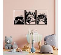 Hanah Home Accesorio de pared de metal decorativo negro (3 piezas), 50 x 70 cm, 100% metal, 1,5 mm de grosor, perfecto para la decoración y el arte del hogar moderno