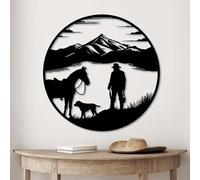 Hanah Home Accesorio de pared de metal decorativo negro elegante, 53 x 53 cm, 100% metal (1,5 mm de grosor), perfecto para la decoración y el arte del hogar moderno