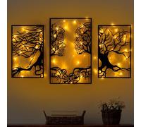 Hanah Home Accesorio de pared de metal decorativo negro elegante, 71 x 116 cm, 1,5 mm de grosor, fácil instalación, funciona con pilas (3 AA), decoración moderna para el hogar