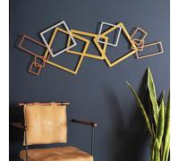 Hanah Home Accesorio de pared de metal elegante y decorativo, 45 x 116 cm, 100% acero (1,5 mm), acabado dorado, plateado y cobre, perfecto para la decoración moderna del hogar