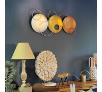 Hanah Home Accesorio de pared de metal elegante y decorativo, 46 x 98 cm, 100% acero (0,8 mm), acabado dorado, plateado y cobre, elegante decoración del hogar para cualquier espacio