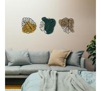 Hanah Home Accesorio decorativo de pared de metal, 124,5 x 39,5 cm, duradero de 1,2 mm de metal y madera de 3 mm, perfecto para decoración moderna del hogar y espacios de oficina