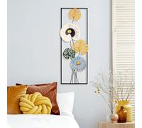 Hanah Home Accesorio decorativo de pared de metal hecho a mano, 32 x 90 x 4 cm, 100% metal, diseño único pintado a mano, perfecto para decoración del hogar, añade elegancia y estilo