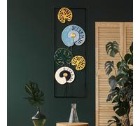 Hanah Home Accesorio decorativo de pared de metal hecho a mano, 32 x 90 x 4 cm, 100% metal, diseño único pintado a mano, perfecto para decoración del hogar, añade elegancia y estilo