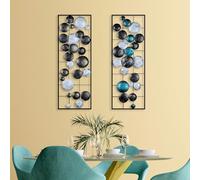 Hanah Home Accesorio decorativo de pared de metal pintado a mano (2 piezas), 32 x 92 x 4 cm, 100% metal, variaciones de color únicas, perfecto para decoración del hogar y exhibición de arte