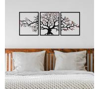 Hanah Home Accesorio decorativo de pared de metal pintado a mano (3 piezas), 40 x 49 x 1,5 cm, 100% metal, 1,5 mm de grosor, variaciones de color únicas para decoración elegante del hogar