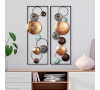 Hanah Home Accesorios de pared de metal pintados a mano (2 piezas), 32 x 92 x 4 cm, 100% metal, variaciones de color únicas, perfecto para decoración del hogar y exhibición de arte