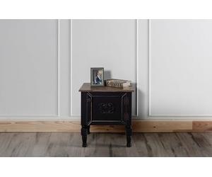 Hanah Home Elegant Black Nightstand with Spruce Top & Hornbeam Legs, 50 x 40 x 52 cm | 100% MDF, 10 mm de Grosor | Almacenamiento Elegante para dormitorios Modernos