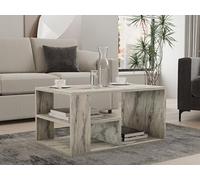 Hanah Home Elegant Freesia Marble - Mesa de café (80 x 50 x 40 cm, 100% melamina, 18 mm de Grosor, fijación en la Pared con Almacenamiento Adicional y refugios)