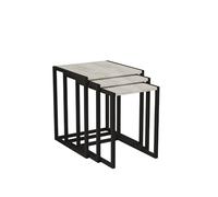Hanah Home Elegant Nesting Table Set (3 Pieces), Black & Crystal, 100% Melamine Coated, Iron Legs, Large: 44x52x45 cm | Perfect for Modern Living Spaces
